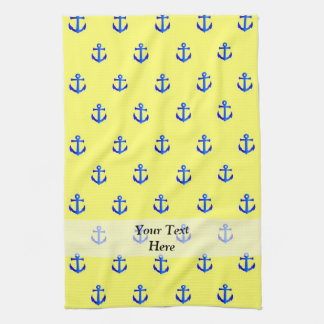 Linge De Cuisine Motif d'ancre jaune