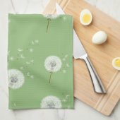 Linge De Cuisine Motif Dandelion sur Green Arrière - plan (Quart Plié)