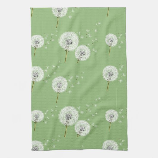 Linge De Cuisine Motif Dandelion sur Green Arrière - plan (Vertical)