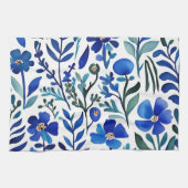 Linge De Cuisine Motif d'aquarelle aux fleurs bleues (Horizontal)