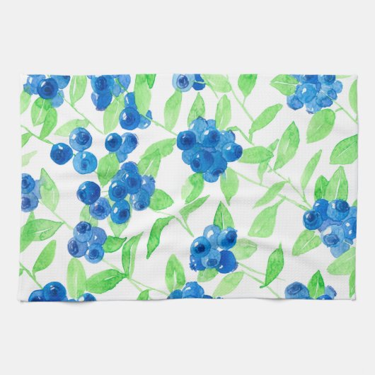 Linge De Cuisine Motif d'aquarelle Bluberries (Horizontal)