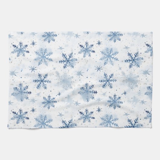 Linge De Cuisine Motif d'aquarelle de flocon d'hiver (Horizontal)