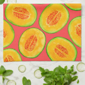 Linge De Cuisine Motif d'aquarelle de tranches de melon (Plié)