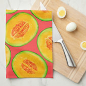 Linge De Cuisine Motif d'aquarelle de tranches de melon (Quart Plié)