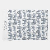 Linge De Cuisine Motif d'aquarelle Elephant Rhino (Horizontal)