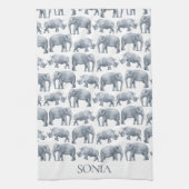 Linge De Cuisine Motif d'aquarelle Elephant Rhino (Vertical)