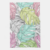 Linge De Cuisine Motif d'aquarelle en feuille de monstère pastel tr (Vertical)