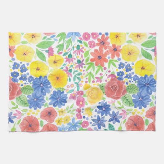 Linge De Cuisine Motif d'aquarelle florale (Horizontal)