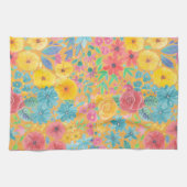 Linge De Cuisine Motif d'aquarelle florale en jaune (Horizontal)
