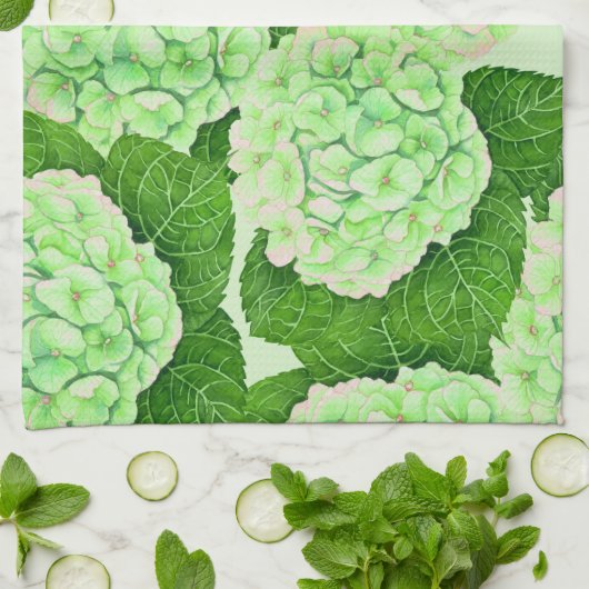 Linge De Cuisine Motif d'aquarelle Hydrangea (Plié)