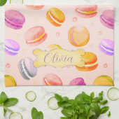 Linge De Cuisine Motif d'aquarelle Macarons personnalisé (Plié)