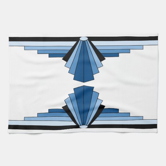 Linge De Cuisine Motif d'art déco dans les bleus (Horizontal)