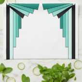 Linge De Cuisine Motif d'art déco en verts (Plié)