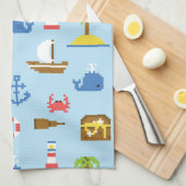 Linge De Cuisine Motif d'art maritime Pixel (Quart Plié)
