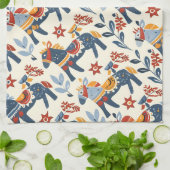 Linge De Cuisine motif d'art populaire de dala suédois (Plié)