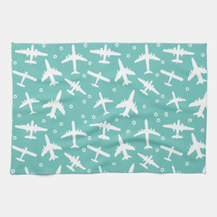 Linge De Cuisine Motif d'avion Aqua Blue and White Aviation
