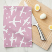 Linge De Cuisine Motif d'avion léger rose et blanc (Quart Plié)