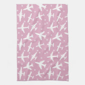 Linge De Cuisine Motif d'avion léger rose et blanc (Vertical)