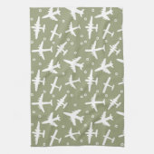 Linge De Cuisine Motif d'avion Taupe et White Aviation (Vertical)