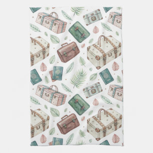 Linge De Cuisine Motif de bagages de voyage vintage (1)