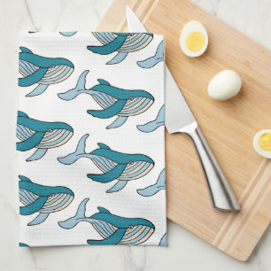 Linge De Cuisine Motif de baleine bleue