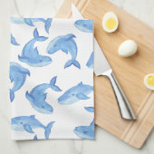 Linge De Cuisine Motif de baleine bleue d'aquarelle (Quart Plié)