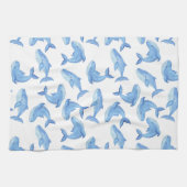 Linge De Cuisine Motif de baleine bleue d'aquarelle (Horizontal)