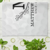 Linge De Cuisine Motif de balle de golf personnalisé Nom Monogramme (Plié)