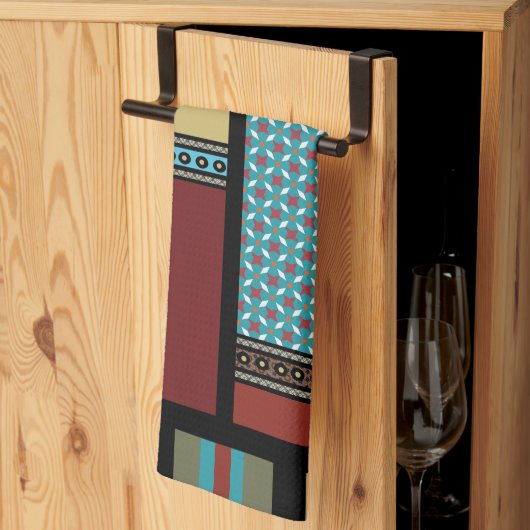 Linge De Cuisine Motif de bande de blocs mexicain 1 (Pliage en tiers)