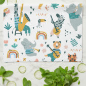 Linge De Cuisine Motif de bande de caricatures animales (Plié)