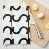 Linge De Cuisine Motif de bande ondulée noir et blanc (Quart Plié)