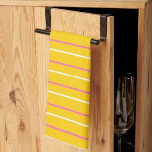 Linge De Cuisine Motif de bande verticale jaune