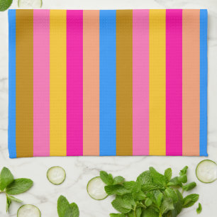 Linge De Cuisine Motif de bandes colorées rétro #8