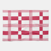 Linge De Cuisine Motif de bandes de Tartan blanc rouge (Horizontal)
