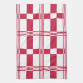 Linge De Cuisine Motif de bandes de Tartan blanc rouge (Vertical)