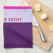 Linge De Cuisine Motif de bandes rouge, rose et violet (Quart Plié)