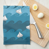 Linge De Cuisine Motif de bateaux à papier (Quart Plié)