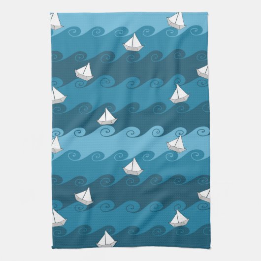 Linge De Cuisine Motif de bateaux à papier (Vertical)