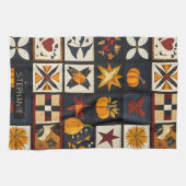 Linge De Cuisine Motif de bloc de surface d'automne | Récolte rusti (Horizontal)