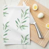Linge De Cuisine Motif de branche d'olive aquarelle (Quart Plié)
