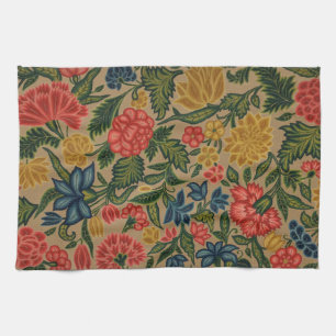 Linge De Cuisine Motif de broderie florale au crewel vintage