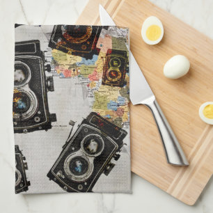 Linge De Cuisine Motif de caméra Vintage voyage