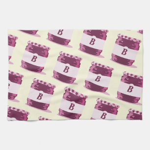 Linge De Cuisine Motif de canne à gels roses rétro avec Monogramme