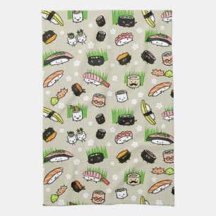 Linge De Cuisine Motif de caractères de sushi