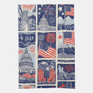 Linge De Cuisine Motif de carreau en papier découpé patriotique str