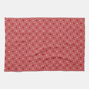 Linge De Cuisine Motif de carreaux égyptien, rouge foncé et blanc