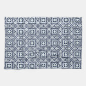 Linge De Cuisine Motif de carreaux espagnols marine et blanc (Horizontal)