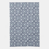 Linge De Cuisine Motif de carreaux espagnols marine et blanc (Vertical)