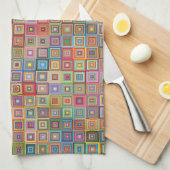 Linge De Cuisine Motif de carreaux géométriques rétro (Quart Plié)