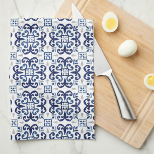 Linge De Cuisine Motif de carrelage marocain bleu et blanc